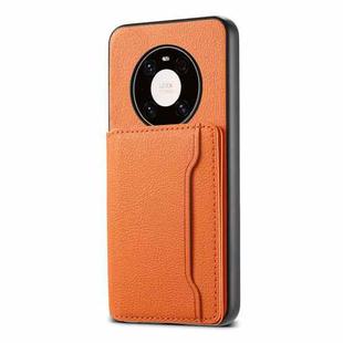 For Huawei Mate 40 Pro Calf Texture Card Bag Design Full Coverage Phone Case(Orange)