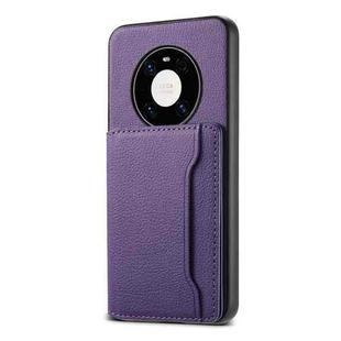 For Huawei Mate 40 Pro Calf Texture Card Bag Design Full Coverage Phone Case(Purple)