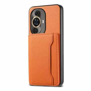 For Huawei nova 11 Calf Texture Card Bag Design Full Coverage Phone Case(Orange)