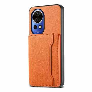 For Huawei nova 12 Calf Texture Card Bag Design Full Coverage Phone Case(Orange)