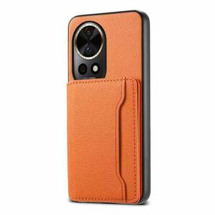 For Huawei nova 12 Pro Calf Texture Card Bag Design Full Coverage Phone Case(Orange)