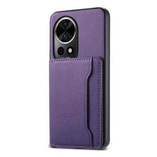 For Huawei nova 12 Pro Calf Texture Card Bag Design Full Coverage Phone Case(Purple)