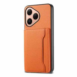 For Huawei Pura 80 5G Calf Texture Card Bag Design Full Coverage Phone Case(Orange)