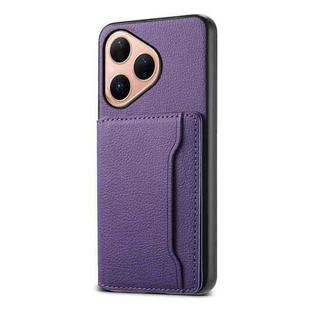 For Huawei Pura 80 5G Calf Texture Card Bag Design Full Coverage Phone Case(Purple)