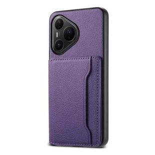 For Huawei Pura 80 Pro / 80 Pro+ 5G Calf Texture Card Bag Design Full Coverage Phone Case(Purple)