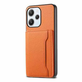 For Xiaomi Redmi 12 Calf Texture Card Bag Design Full Coverage Phone Case(Orange)