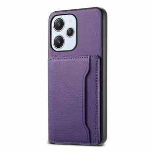 For Xiaomi Redmi 12 Calf Texture Card Bag Design Full Coverage Phone Case(Purple)
