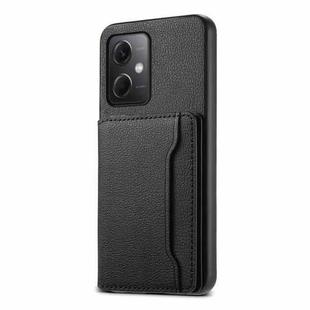 For Xiaomi Redmi Note 12 4G Global Calf Texture Card Bag Design Full Coverage Phone Case(Black)