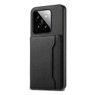 For Xiaomi 14 Calf Texture Card Bag Design Full Coverage Phone Case(Black)