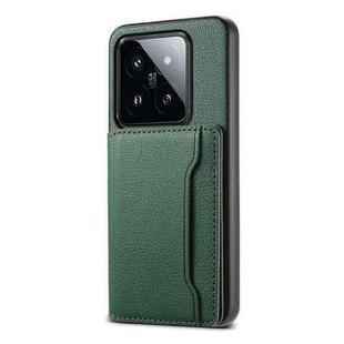 For Xiaomi 14 Pro Calf Texture Card Bag Design Full Coverage Phone Case(Green)