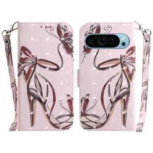 For Google Pixel 9 Pro 3D Colored Horizontal Flip Leather Phone Case(Butterfly High-heeled)