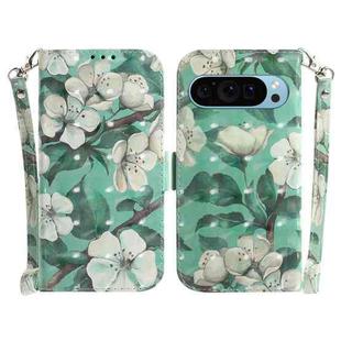 For Google Pixel 9 3D Colored Horizontal Flip Leather Phone Case(Watercolor Flower)