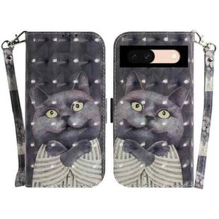 For Google Pixel 8a 3D Colored Horizontal Flip Leather Phone Case(Hug Cat)