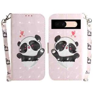 For Google Pixel 8a 3D Colored Horizontal Flip Leather Phone Case(Heart Panda)