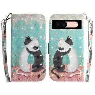 For Google Pixel 8a 3D Colored Horizontal Flip Leather Phone Case(Black White Cat)