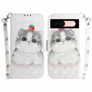 For Google Pixel 8a 3D Colored Horizontal Flip Leather Phone Case(Cute Cat)