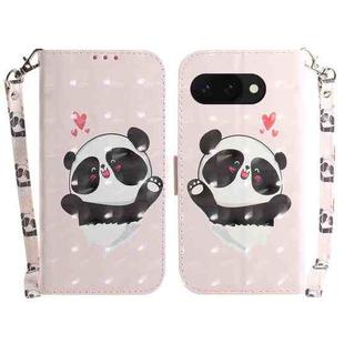 For Google Pixel 9a 3D Colored Horizontal Flip Leather Phone Case(Heart Panda)