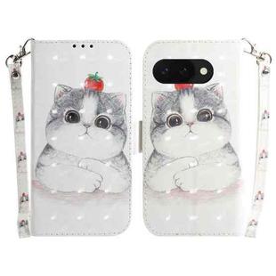 For Google Pixel 9a 3D Colored Horizontal Flip Leather Phone Case(Cute Cat)