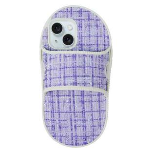 For iPhone 15 Creative Flannel Slipper Design TPU Phone Case(Purple)
