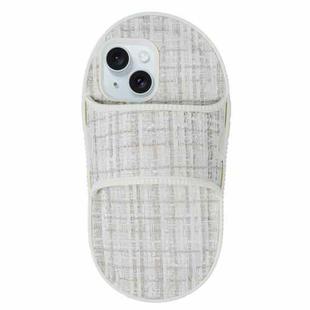 For iPhone 15 Creative Flannel Slipper Design TPU Phone Case(Grey)