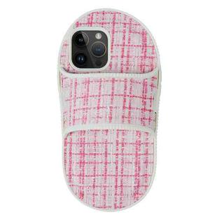 For iPhone 14 Pro Creative Flannel Slipper Design TPU Phone Case(Light Red)