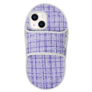 For iPhone 13 Creative Flannel Slipper Design TPU Phone Case(Purple)