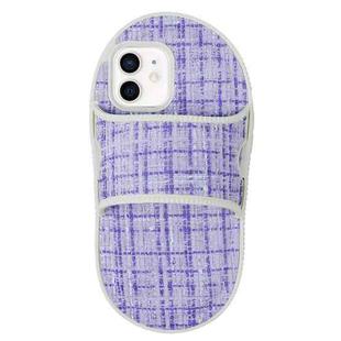 For iPhone 12 Creative Flannel Slipper Design TPU Phone Case(Purple)