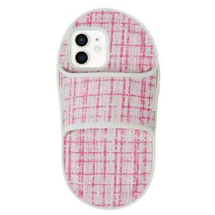For iPhone 12 Creative Flannel Slipper Design TPU Phone Case(Light Red)