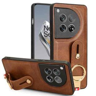 For OnePlus Ace 3 / 12R Wristband Leather Back Phone Case(Brown)