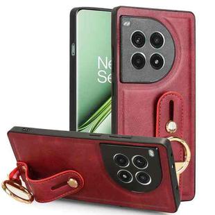 For OnePlus Ace 3 Pro 5G Wristband Leather Back Phone Case(Red)