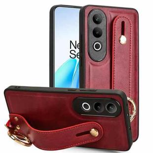 For OnePlus Nord CE4 Wristband Leather Back Phone Case(Red)