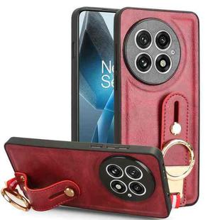 For OnePlus 13 Wristband Leather Back Phone Case(Red)