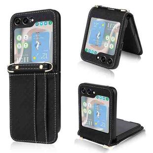 For Samsung Galaxy Z Flip5 Crossbody Diamond Lattice FoldingPhone Case(Black)