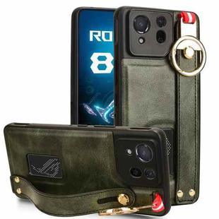 For Asus ROG Phone 8 Wristband Leather Back Phone Case(Green)