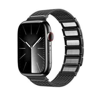For Apple Watch Series 7 45mm Magnetic Clasp Braided Chain Stainless Steel Watch Band(Black)