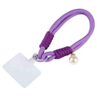 Dopamine Color Pearl Round Twist Rope Short Lanyard(Purple)