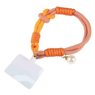 Pearl Splicing Round Twist Rope Short Lanyard(Orange Grey)
