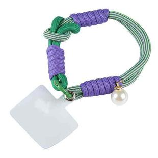 Pearl Splicing Round Twist Rope Short Lanyard(Purple Green)