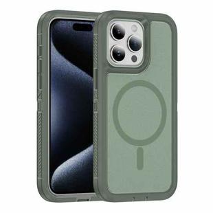 For iPhone 15 Pro Max Guard Magsafe Magnetic Ring Matte Phone Case(Green)