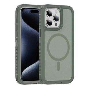 For iPhone 15 Pro Guard Magsafe Magnetic Ring Matte Phone Case(Green)