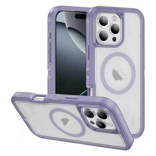 For iPhone 16 Pro Guard Magsafe Magnetic Ring Matte Phone Case(Light Purple)