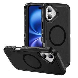 For iPhone 16 Guard Magsafe Magnetic Ring Matte Phone Case(Black)