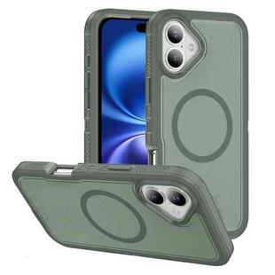 For iPhone 16 Guard Magsafe Magnetic Ring Matte Phone Case(Green)