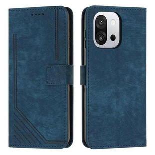 For OnePlus 13T 5G Skin Feel Stripe Pattern Leather Phone Case with Lanyard(Blue)