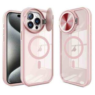 For iPhone 15 Pro Max Round Camshield MagSafe TPU Hybrid PC Phone Case(Pink)