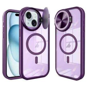 For iPhone 15 Plus Round Camshield MagSafe TPU Hybrid PC Phone Case(Purple)