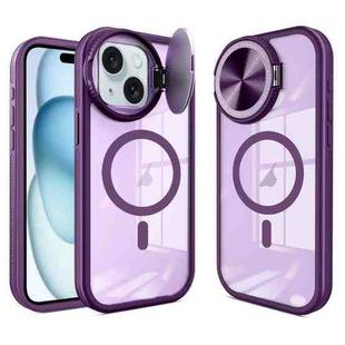 For iPhone 15 Round Camshield MagSafe TPU Hybrid PC Phone Case(Purple)