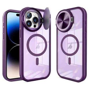 For iPhone 14 Pro Round Camshield MagSafe TPU Hybrid PC Phone Case(Purple)