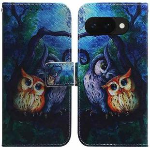 For Google Pixel 9a Coloured Drawing Flip Leather Phone Case(Oil Painting Owl)