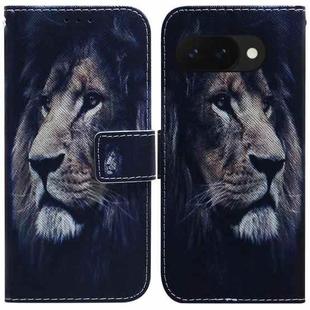 For Google Pixel 9a Coloured Drawing Flip Leather Phone Case(Lion)